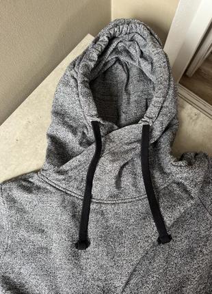 Темное худи с капюшоном и карманами на флисе толстовка базовый серый джемпер 🩶6 фото