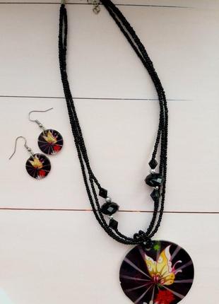Намисто кольє ожерелье біжутерія набір з сережками