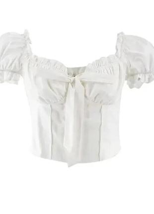 Кроп топ корсет з рюшами бюстьє блузка блуза з відкритими плечима в стилі zara