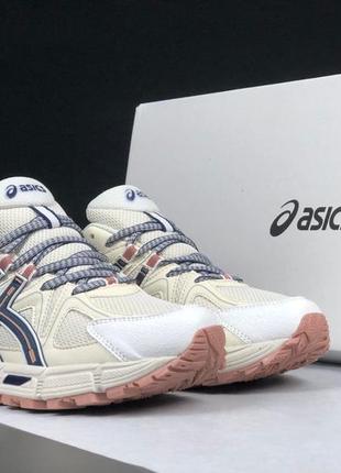 Чоловічі кросівки asics gel kahana 8 бежеві із темно синім5 фото