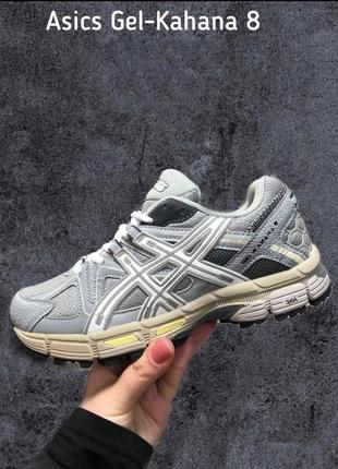 Чоловічі кросівки asics gel kahana 8 сірі з білим4 фото