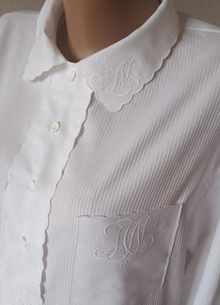 Винтажная белая удлиненная женская рубашка-платье р.481 фото