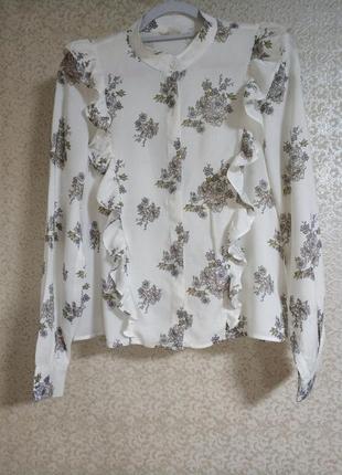 H&m неймовірна блуза блузка сорочка квітковий принт рюші бренд h&m, р.10