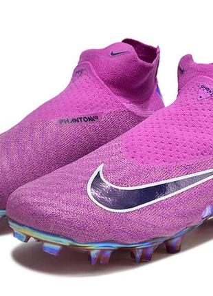 Бутсы nike phantom gx fg pink найк фантом gx fg розовые футбольная обувь с шипами для игры в футбол10 фото