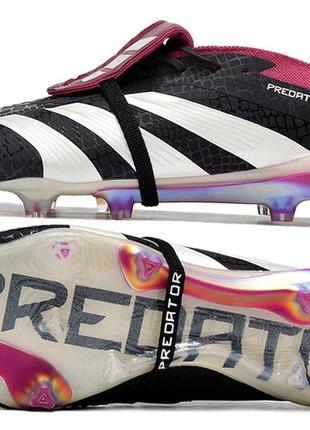 Бутси adidas predator fg black&white адідас предатор fg біло-чорні футбольне взуття з шипами біло-чорного кольору унісекс1 фото