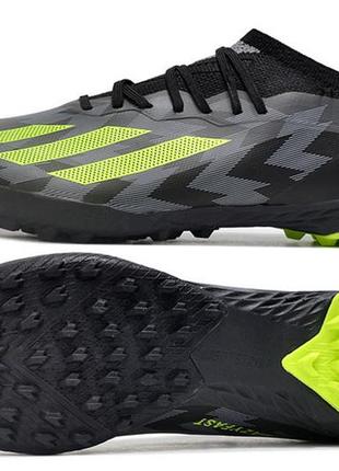 Сороконіжки adidas x crazyfast.1 laceless tf адідас крейзіфаст сіро-зелені футбольні стоноги унісекс багатошиповки темного кольору