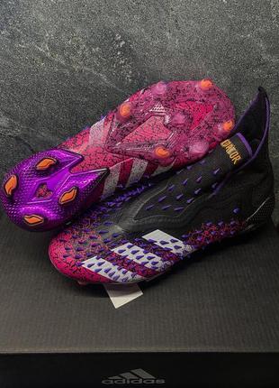 Бутси adidas predator freak fg pink адідас предатор фрік fg рожеві футбольне взуття з шипами1 фото