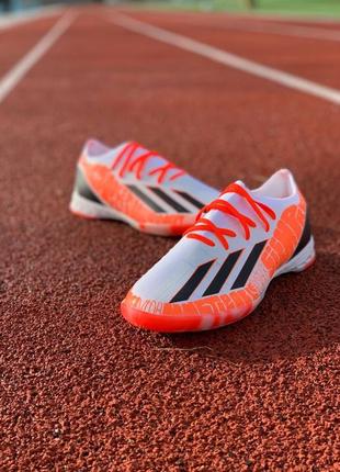 Сороконіжки adidas x speedportal.1 ic помаранчеві адідас спідпортал футбольне взуття футзалки білого кольору5 фото