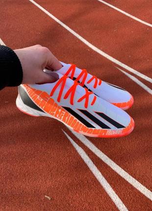 Сороконіжки adidas x speedportal.1 ic помаранчеві адідас спідпортал футбольне взуття футзалки білого кольору3 фото