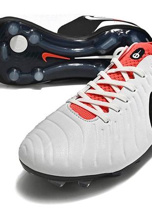 Бутсы nike tiempo legend 10 fg белые найк леджент белые футбольная обувь с шипами для игры в футбол5 фото