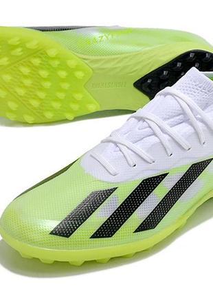 Сороконіжки adidas x crazyfast.1 laceless tf адідас крейзіфаст зелені футбольні стоноги унісекс багатошиповки зеленього кольору7 фото