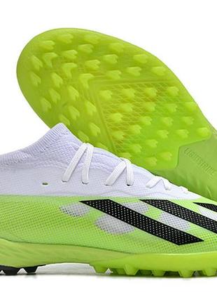 Сороконіжки adidas x crazyfast.1 laceless tf адідас крейзіфаст зелені футбольні стоноги унісекс багатошиповки зеленього кольору10 фото