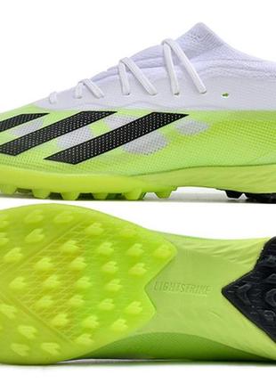 Сороконіжки adidas x crazyfast.1 laceless tf адідас крейзіфаст зелені футбольні стоноги унісекс багатошиповки зеленього кольору