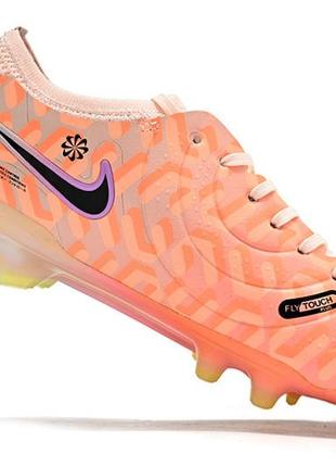 Бутсы nike tiempo legend 10 fg розовые найк леджент розового цвета футбольная обувь с шипами для игры в футбол9 фото