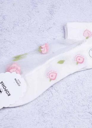 Шкарпетки жіночі, білі шкарпетки з сіткою2 фото