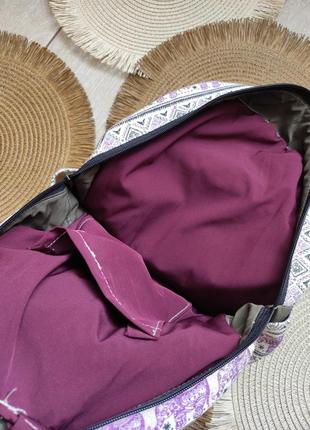 Текстильний рюкзак міський тканинний рюкзак світлий рюкзачок в орнамент тканевый рюкзак текстильный светлый небольшой рюкзак невеличкий рюкзак бежевый8 фото