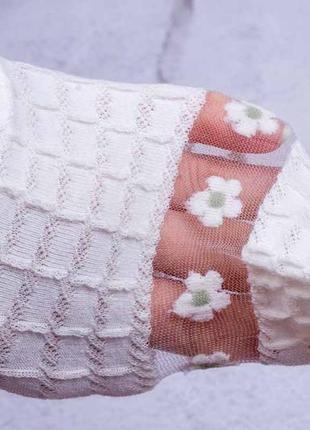 Носки белые женские, короткие носки с сеткой3 фото
