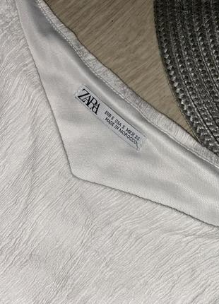 Гарний топ zara жатка в горох з об’ємними рукавами блуза біла4 фото