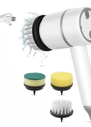 Щетка аккумуляторная для мытья посуды electric cleaning brush со сменными насадками