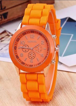 Часы женские geneva силиконовый ремешок оранжевый цвет