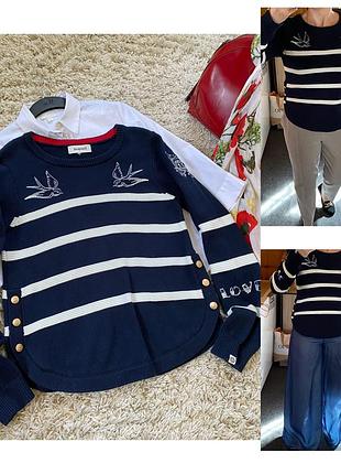 Стильный хлопковый свитер в полоску,desigual,p.38-40