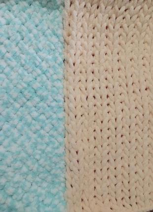 Вязаный плюшевый плед ручной работы7 фото