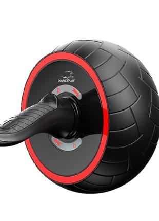 Колесо для преса powerplay 4326 зі зворотним механізмом ab wheel pro чорно-червоне