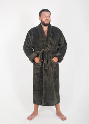 Мужской батал махровый халат без капюшона
