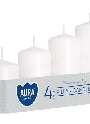 Набор свечей 4 шт. цилиндр bispol aura candles белые (sw50/4-090) (нз)