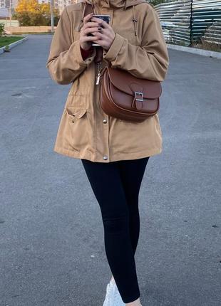 Куртка женская ветровка парка бежевая коричневая2 фото