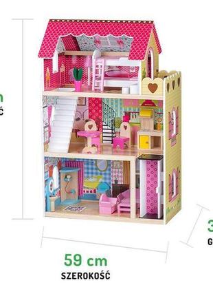 Великий ляльковий дерев'яний будиночок, будинок для ляльок + 2 куклі в подарунок4 фото