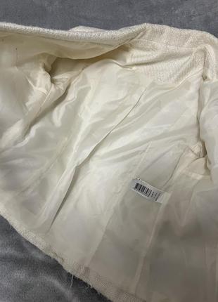 Таідовий жакет піджак молочний з твіду блейзер укорочений піджак5 фото