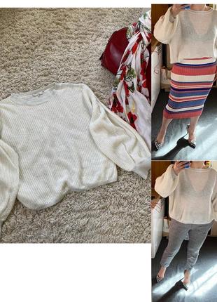 Базовый белый (молочный) свитер оверсайз ,clockhouse,p.l-xxl