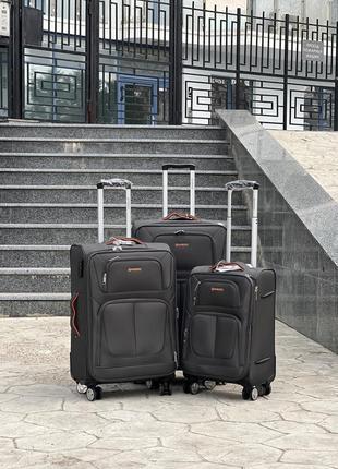 3 шт комплект чемоданов дорожный тканевый horoso на колесах  с подшипником 4 колеса1 фото