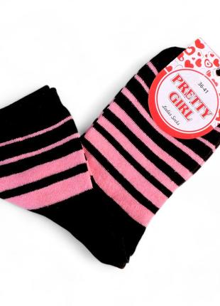 Женские носки lines" черные с розовым1 фото