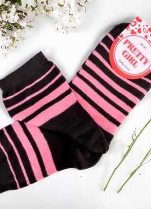 Женские носки lines" черные с розовым2 фото