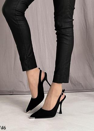 Туфли женские эко-замша черные 37р