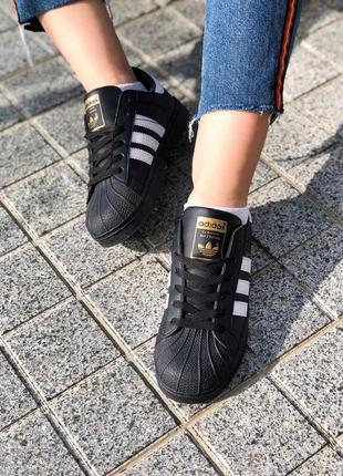 Женские кеды adidas superstar black9 фото