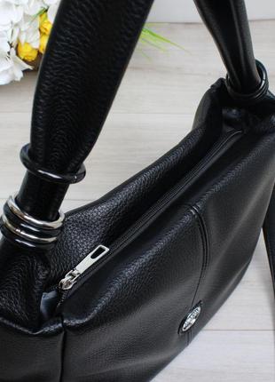 Женская стильная и качественная сумка мешок из эко кожи премиум качества черная7 фото