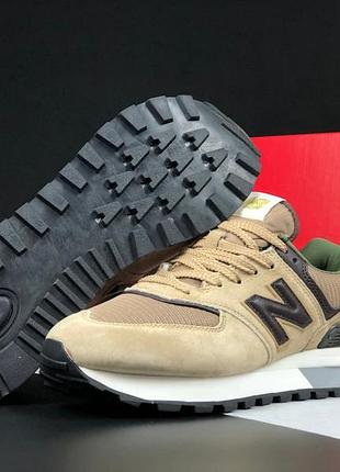 Чоловічі кросівки new balance 574 classic нью беланс пісочного з чорним кольорів