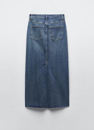 Zara довга варена джинсова спідниця міді, юбка5 фото