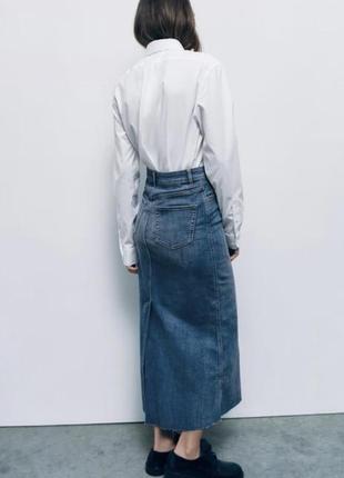 Zara довга варена джинсова спідниця міді, юбка2 фото