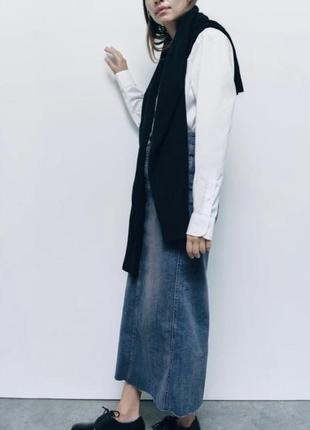 Zara довга варена джинсова спідниця міді, юбка3 фото