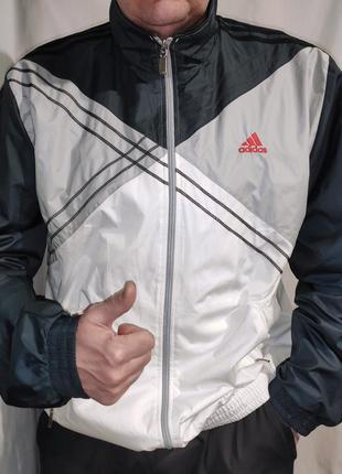 Вінтажна спорт фірмова кофта мастерка олімпійка   adidas black grey white windbreaker

.хл6 фото