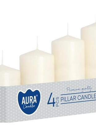 Набор свечей 4 шт. цилиндр bispol aura candles молочный (sw50/4-011) (нз)