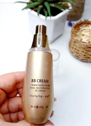 ✨зволожуючий тональний крем snail rehydration bb cream 40 ml one spring основа під макіяж з муцином равлика  bioaqua азиатська косметика4 фото