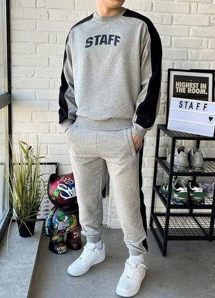 Спортивний костюм staff sha gray melange & black logo oversize