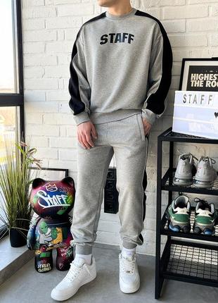 Спортивний костюм staff sha gray melange & black logo oversize3 фото