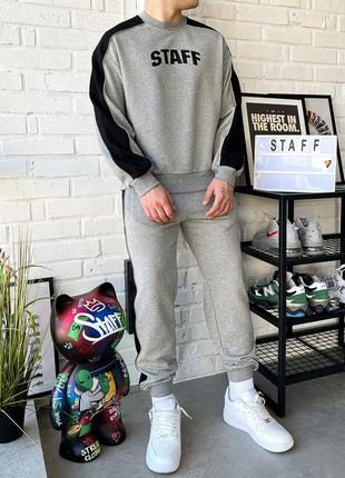 Спортивний костюм staff sha gray melange & black logo oversize5 фото