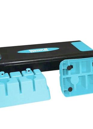 Степ-платформа powerplay 4329 (3 рівні 12-17-22 см) чорно-блакитна3 фото
